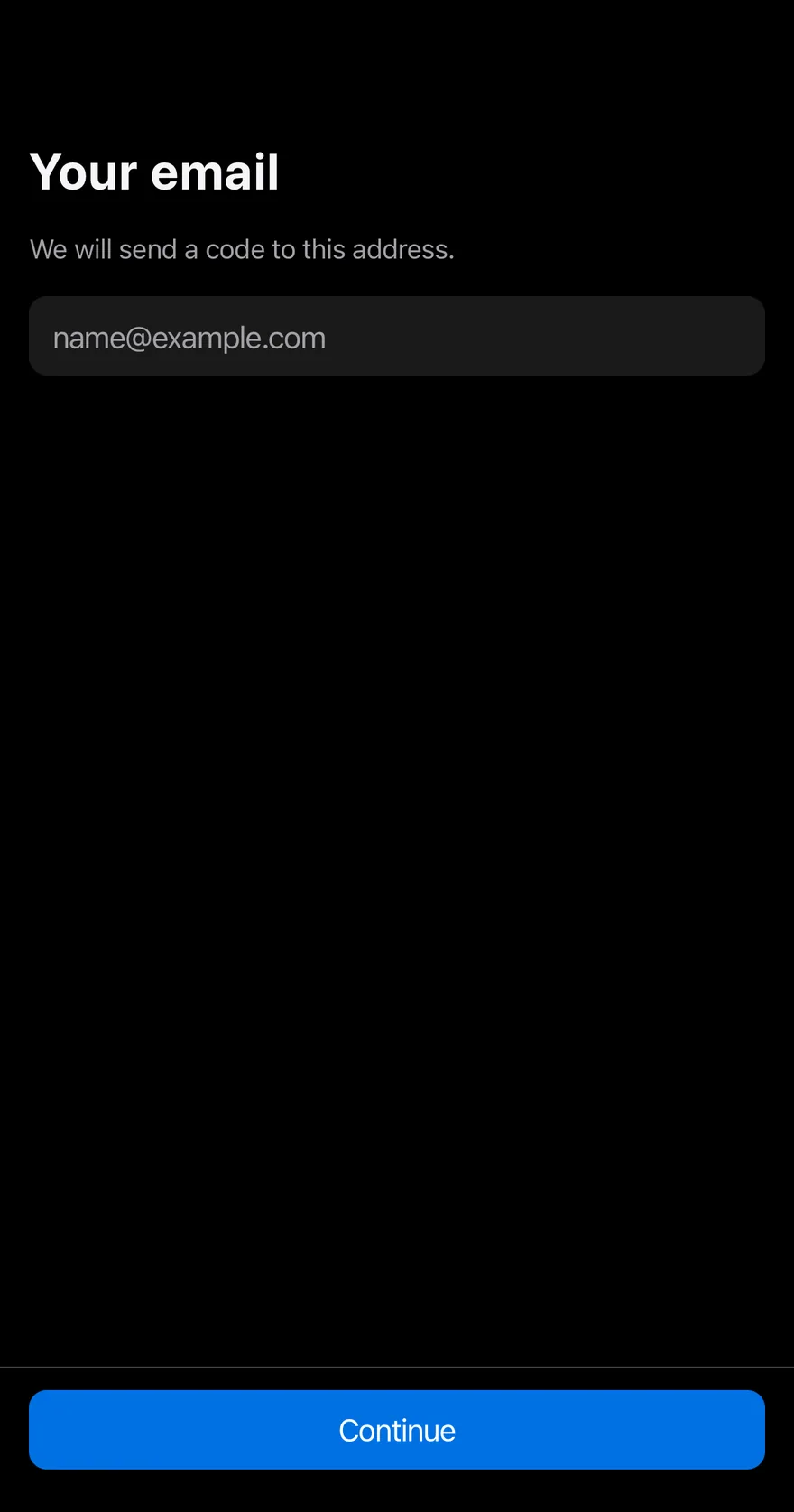 Screen (with bottom bar) on iOS in dark mode