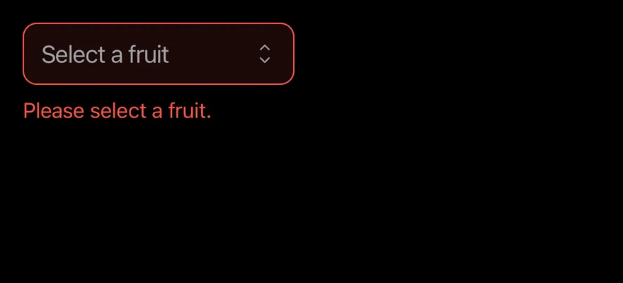 Select (invalid) on iOS in dark mode