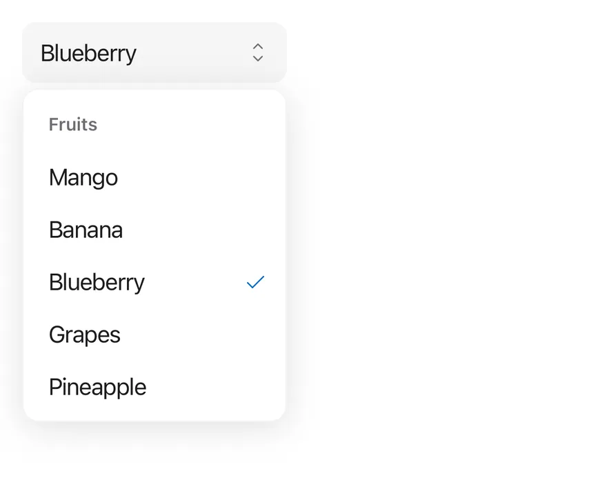 Select (open by default) on iOS in light mode