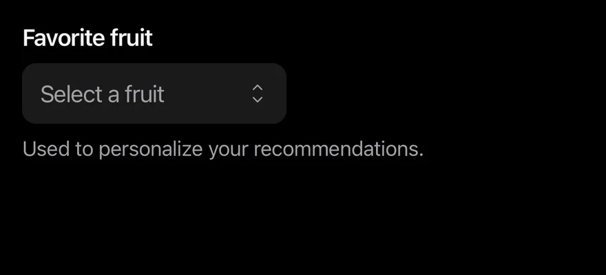 Select (with label) on iOS in dark mode