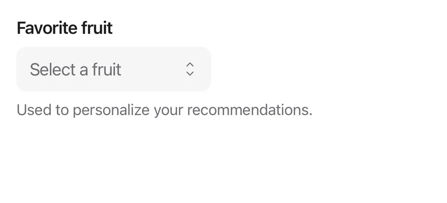 Select (with label) on iOS in light mode