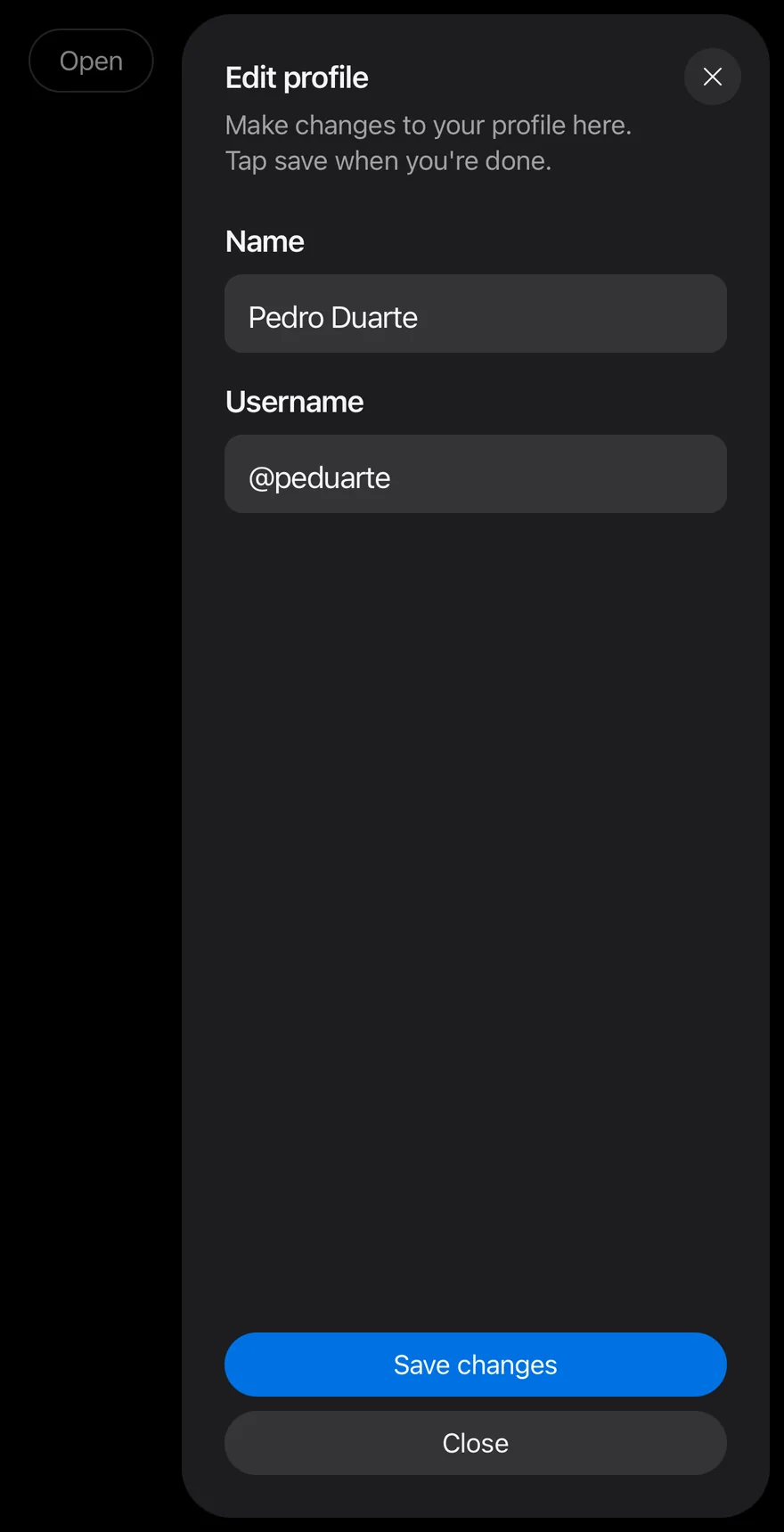 Sheet (open by default) on iOS in dark mode