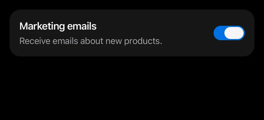 Switch (with description) on iOS in dark mode