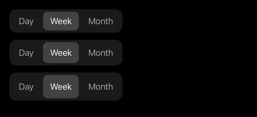 Toggle Group (segmented sizes) on iOS in dark mode