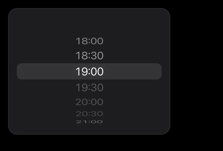 Wheel Picker (disabled items) on iOS in dark mode