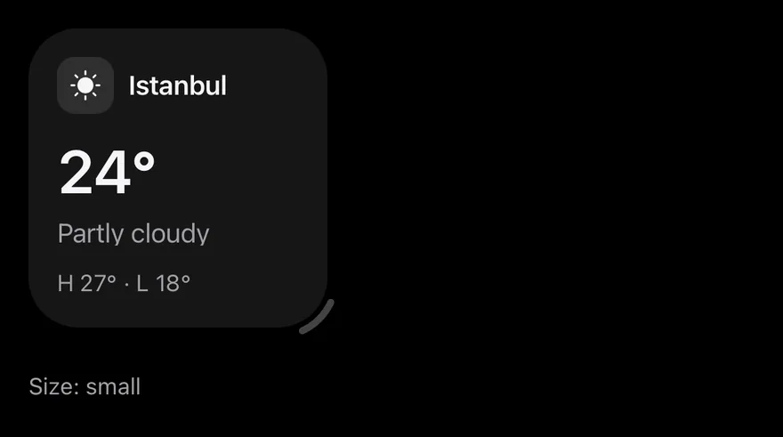 Widget (controlled) on iOS in dark mode