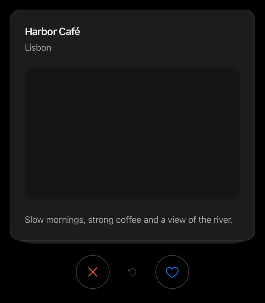 Card Stack (disabled) on iOS in dark mode