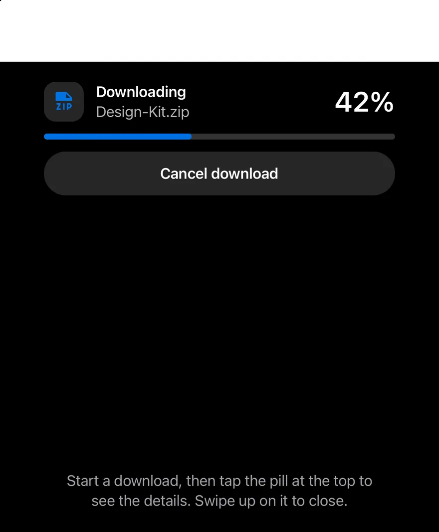 Island (expanded) on iOS in dark mode