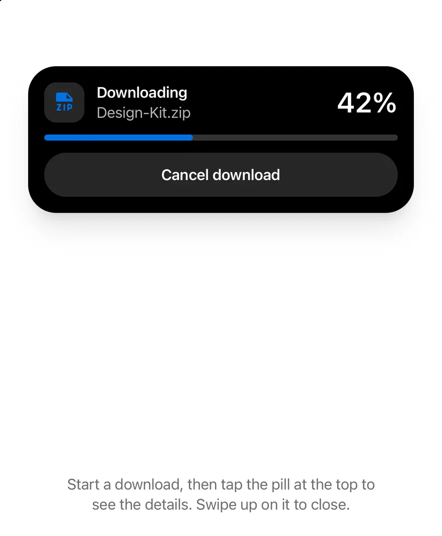 Island (expanded) on iOS in light mode