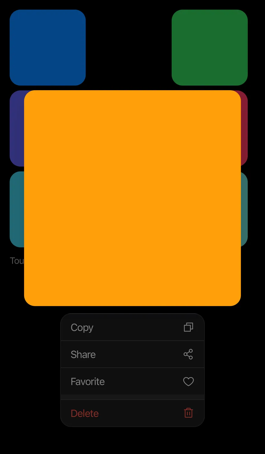 Preview Menu (open by default) on iOS in dark mode