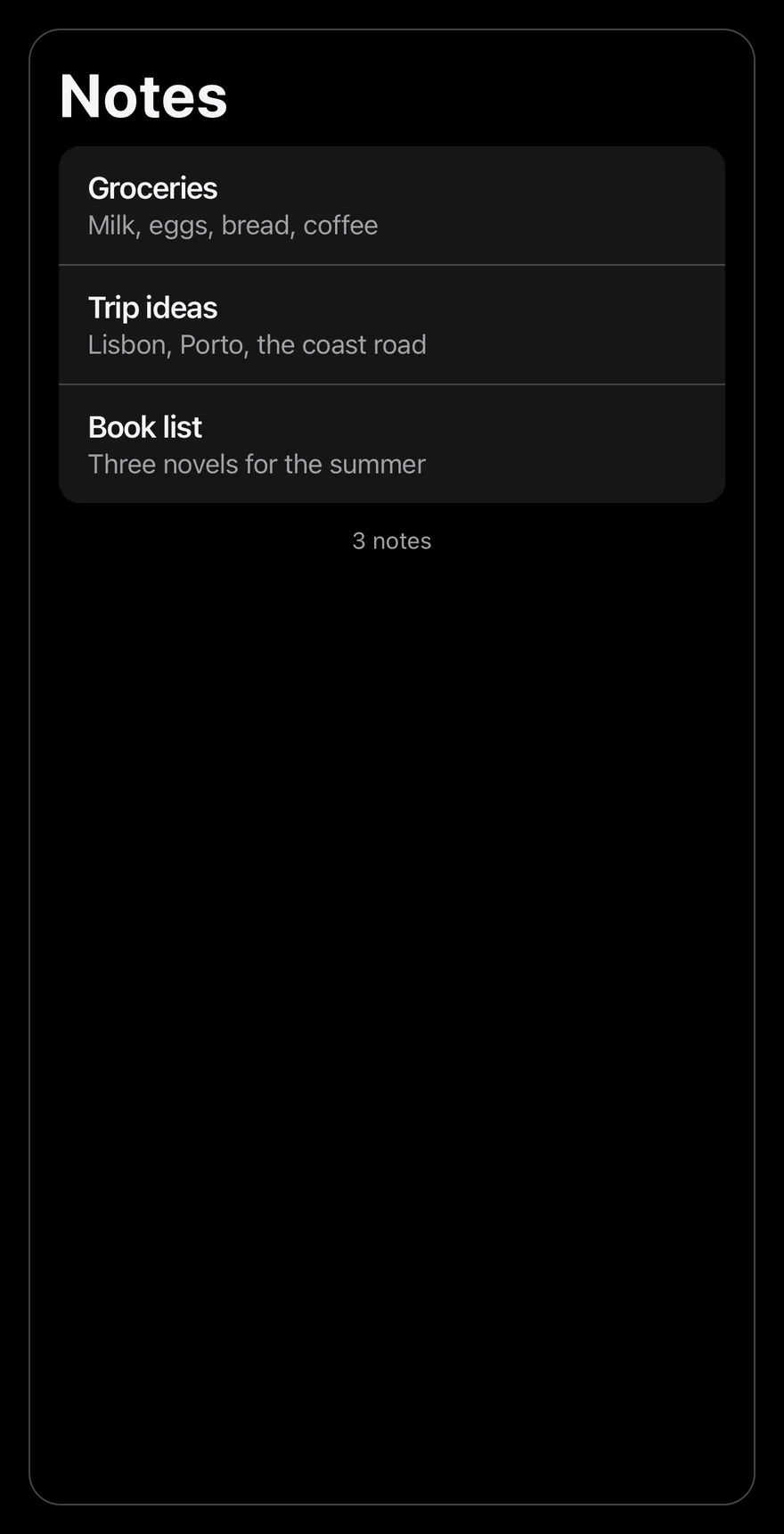 Search Reveal (short list) on iOS in dark mode