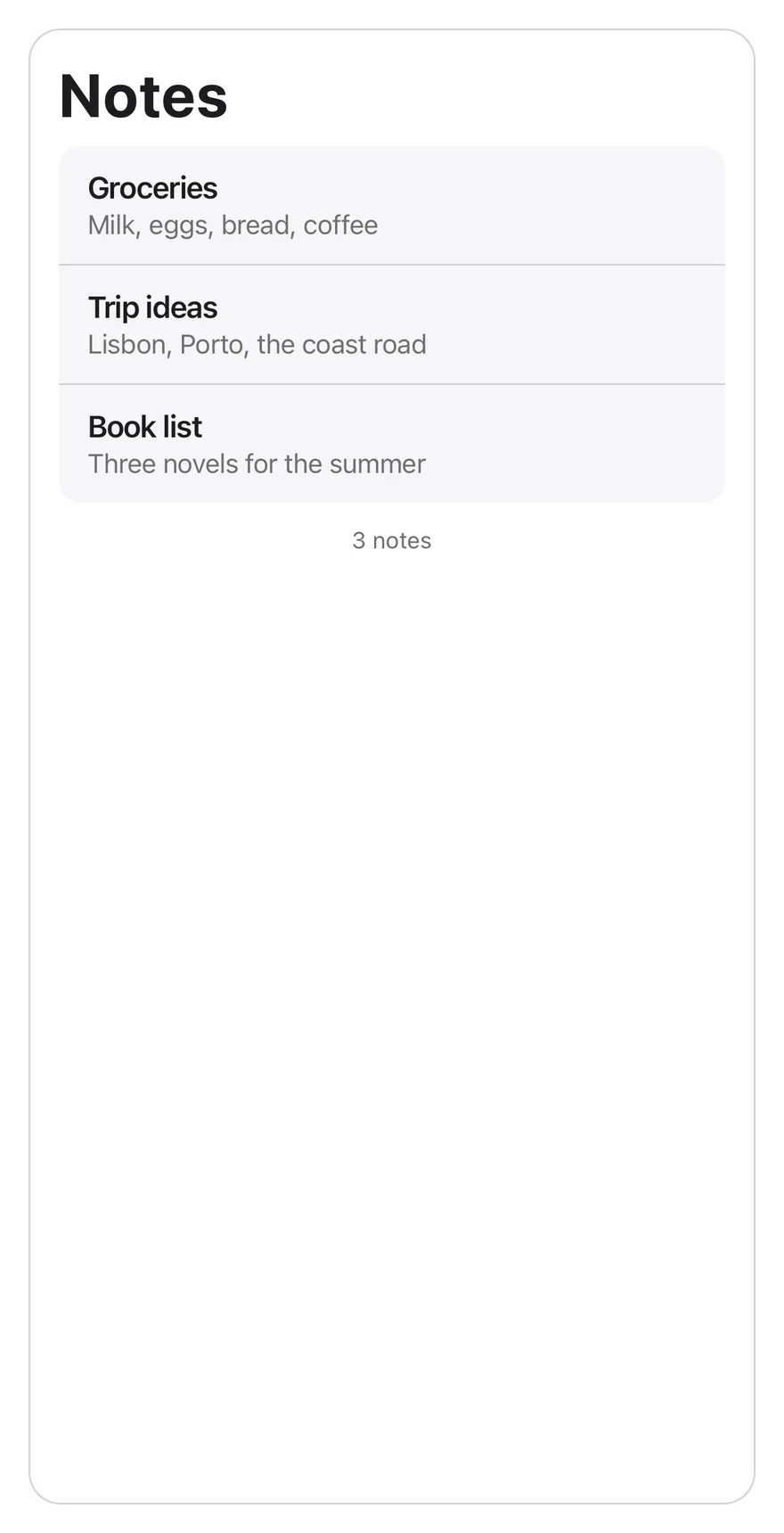 Search Reveal (short list) on iOS in light mode