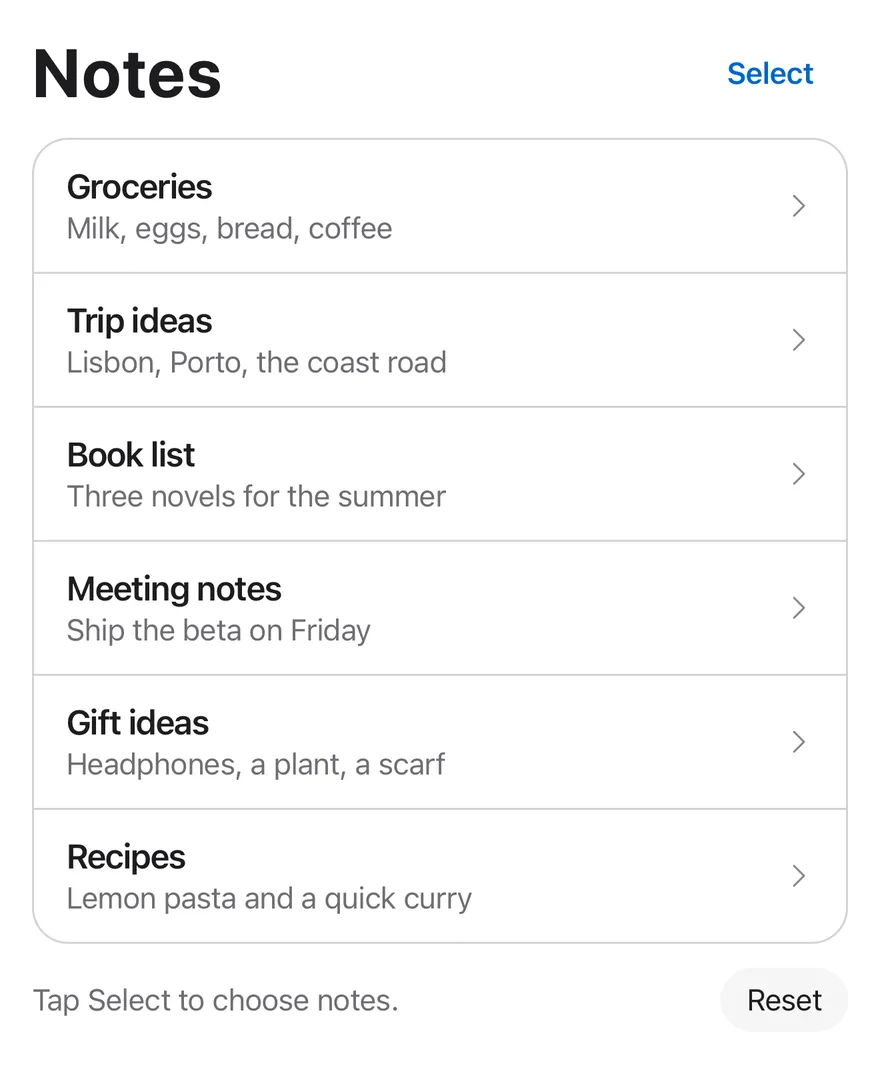 Selection List on iOS in light mode