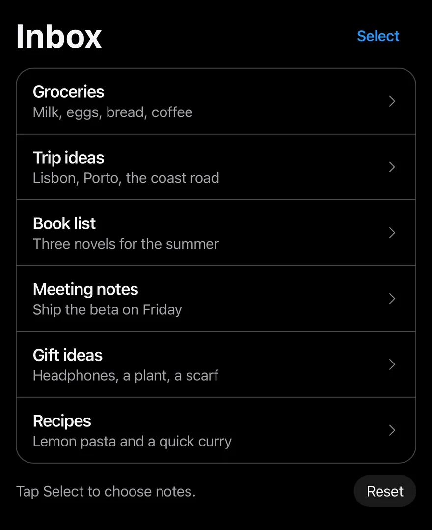 Selection List (icon actions) on iOS in dark mode