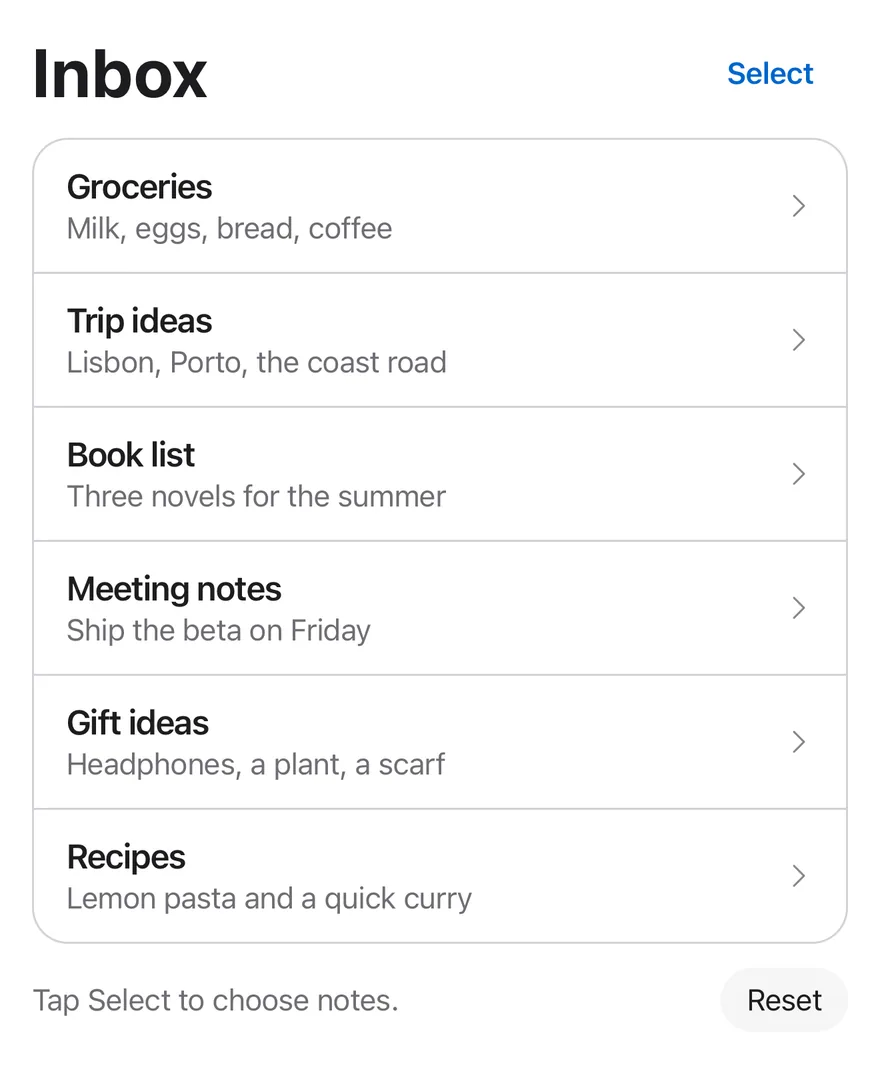 Selection List (icon actions) on iOS in light mode