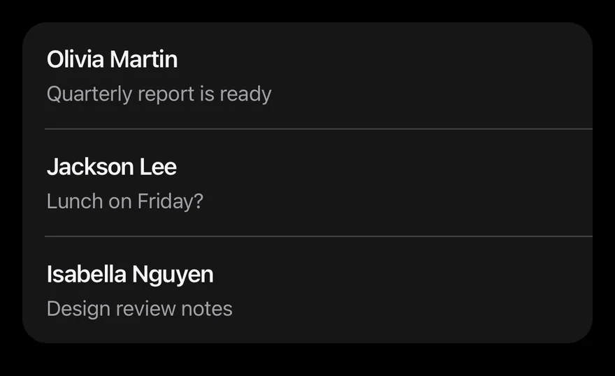 Swipe Actions on iOS in dark mode