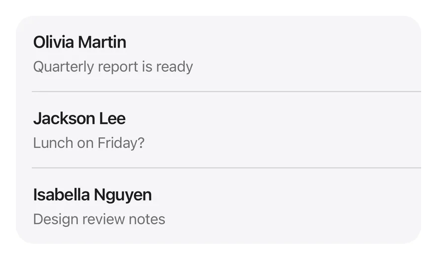 Swipe Actions on iOS in light mode