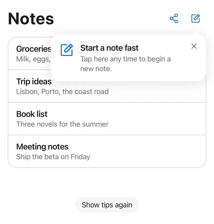Tip on iOS in light mode