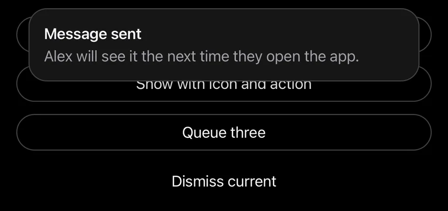 Top Banner (showing) on iOS in dark mode