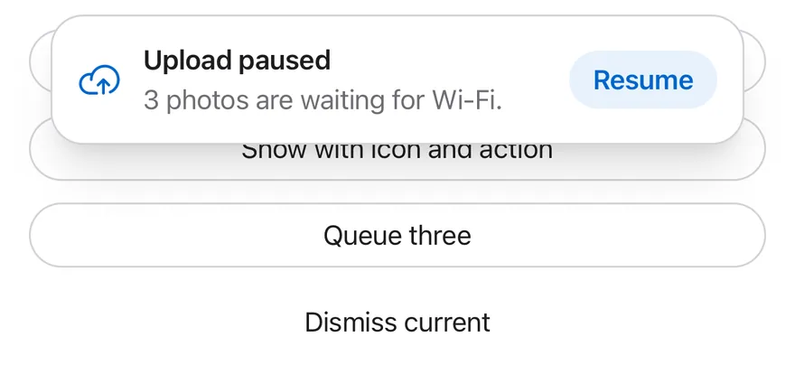 Top Banner (with action) on iOS in light mode