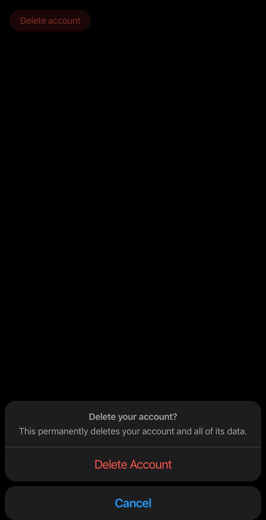 Confirm (open by default) on iOS in dark mode