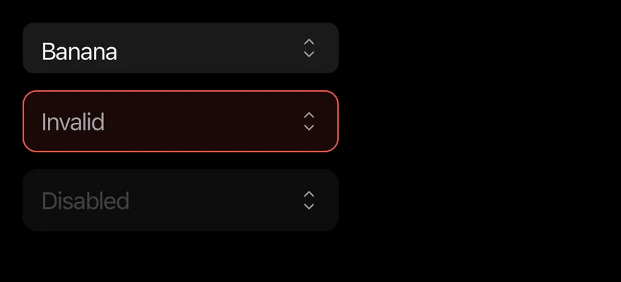 Picker (states) on iOS in dark mode