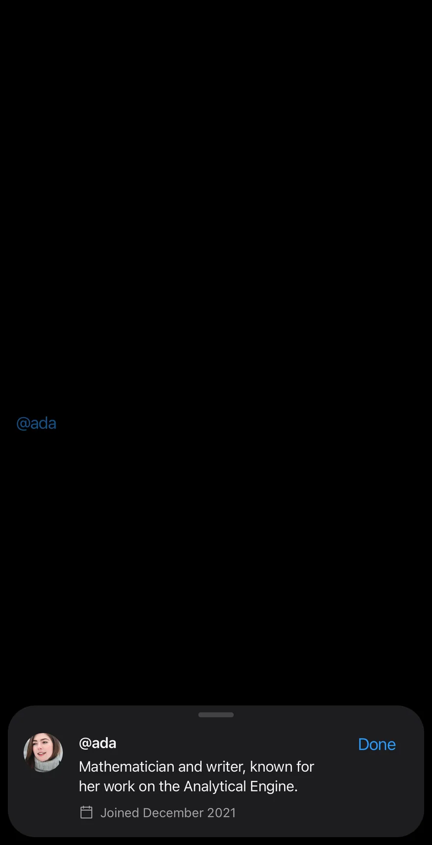 Preview (with close label) on iOS in dark mode