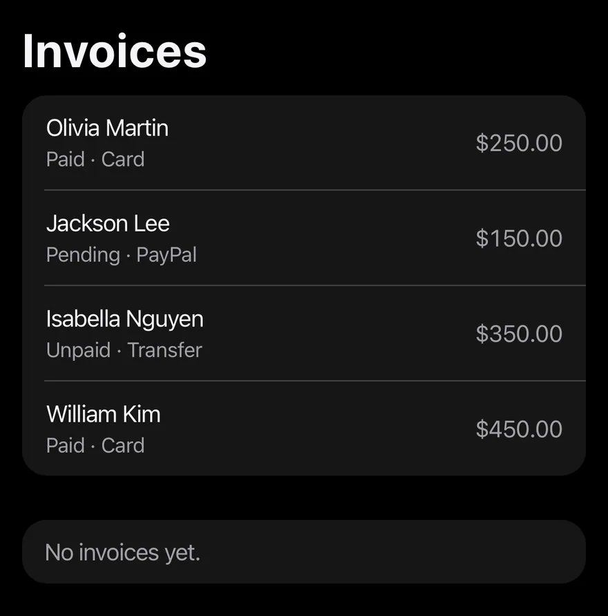 Table List on iOS in dark mode