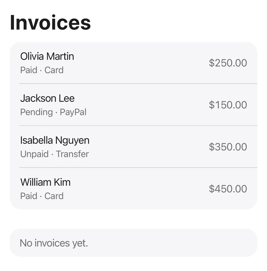Table List on iOS in light mode